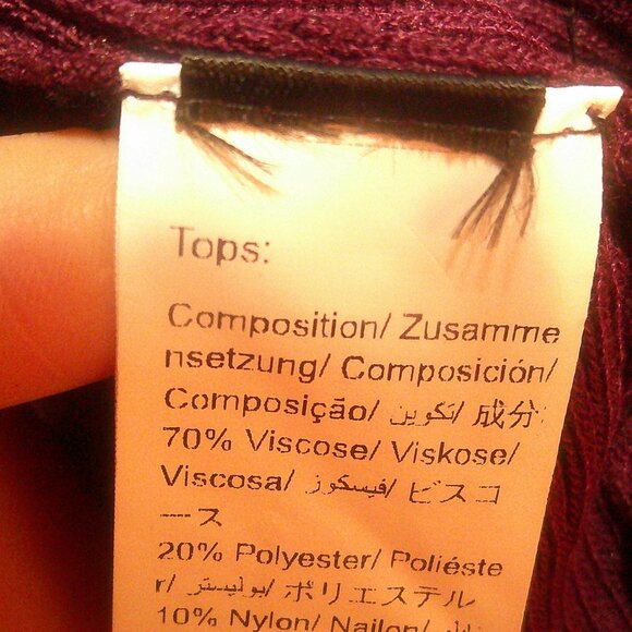 Ribbed Knit Sweater V- Asymmetrical Front Long-Sleeve M - Picture 6 of 7